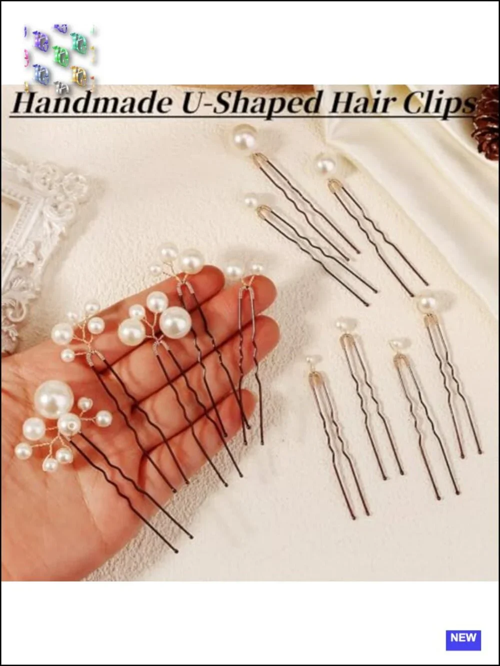 12 Pearl Hair Pins U Shaped Bridal Hair Accessories Handmade Decorative Bobby
